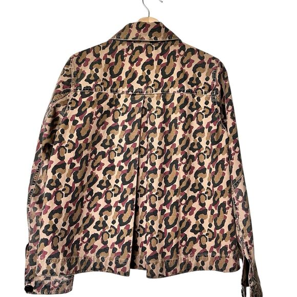 VERONICA BEARD M Mercer Leopard Print Beige Khaki Button Jacket - Picture 4 of 14